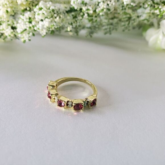 Red Ruby & Clear White Baguette Diamond Ring on 925 Silver - Women's - Picture 6 of 8